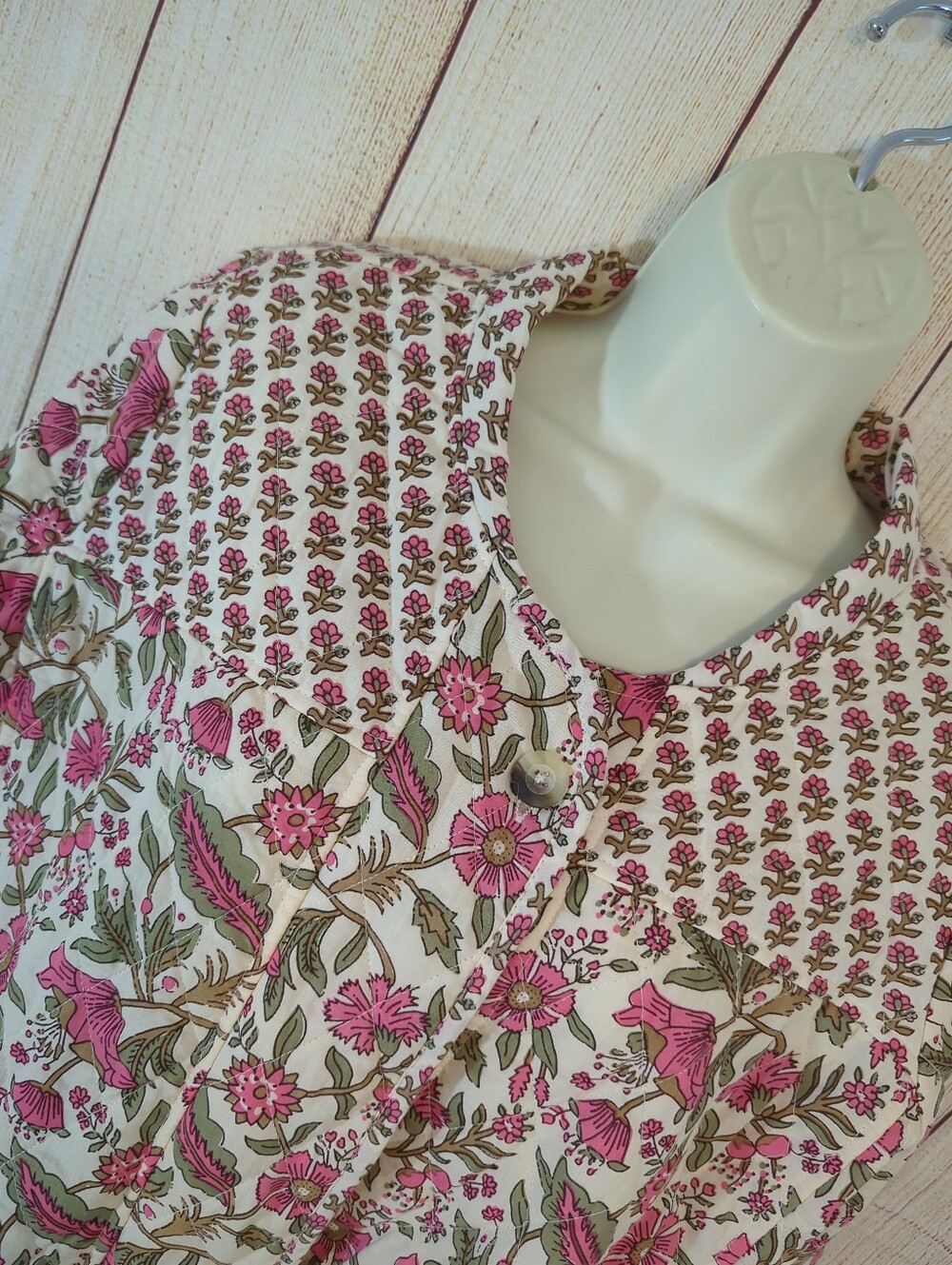 Anthropology dra Floral Quilted Cream & Pink Jacket - Picture 2 of 11